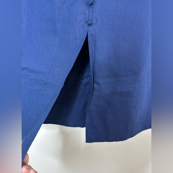 Banana Republic NWT Linen-blend Button Blue Midi Skirt, Sz. 4 - Picture 4 of 10